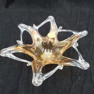 Vintage Murano Glass Hand Blown Candy Dish Italian 9.5" x 3" Decorative New